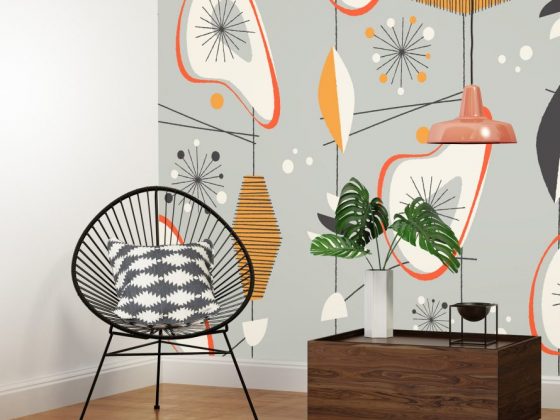 mid century modern amoeba like wallpaper