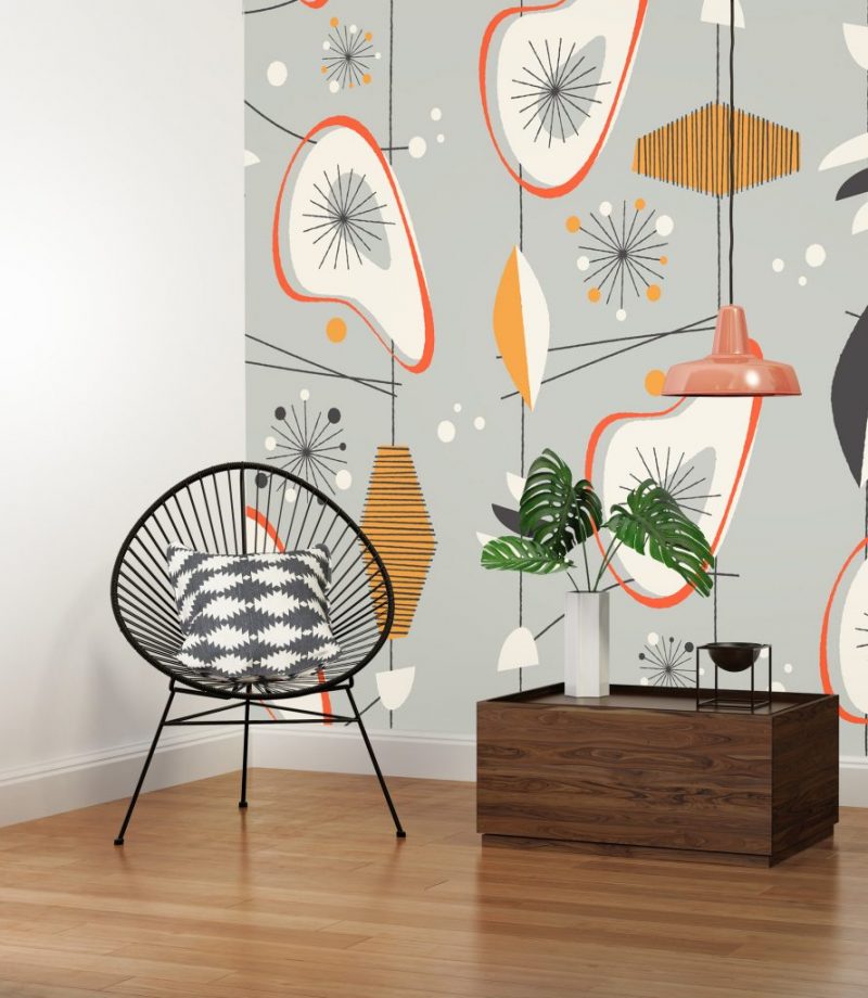 mid century modern amoeba like wallpaper