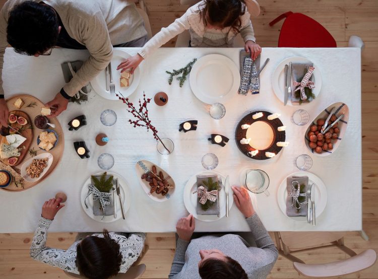 table setting filled with ikea's new holiday line