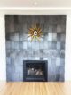 metallic tile fireplace surround