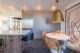 Flat panel cabinetry and organic earth tones