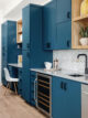 Project House Austin bar dark blue paint color