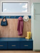 Project House Austin mudroom with painted cabinets