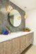 bathroom in MCM Palm Springs condo with circular theme