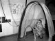 Saarinen with a model of the Gateway Arch