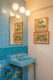 retro classic blue bathroom including powder blue sink