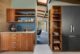 wooden cabinetry and blue tile in renovated MCM Bellevue kitchen