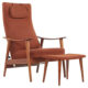 vintage MCM armchair and ottoman in rust upholstery