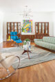 clutter free living room in Mid Century Modern North Carolina home
